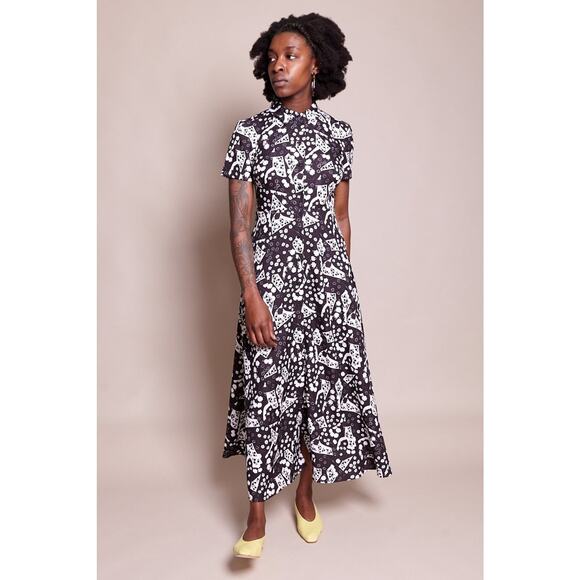 RACHEL COMEY FLORAL AXIL  MIDI DRESS IN BLACK PRINT size 4 - Picture 1 of 14